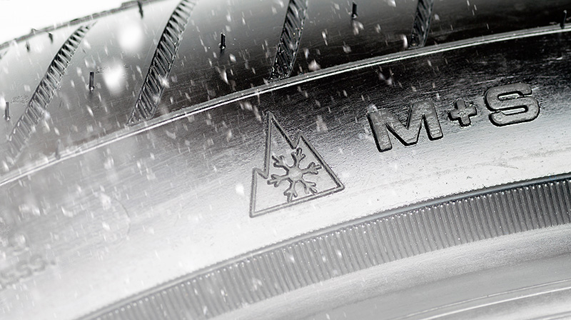winter tire with snowflake symbol